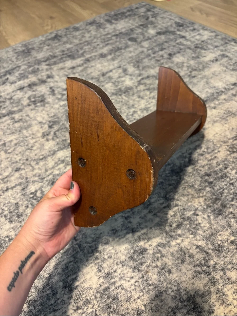 Vintage Classic Mid Century Modern Brown Wooden Wall Shelf Rack Decorative